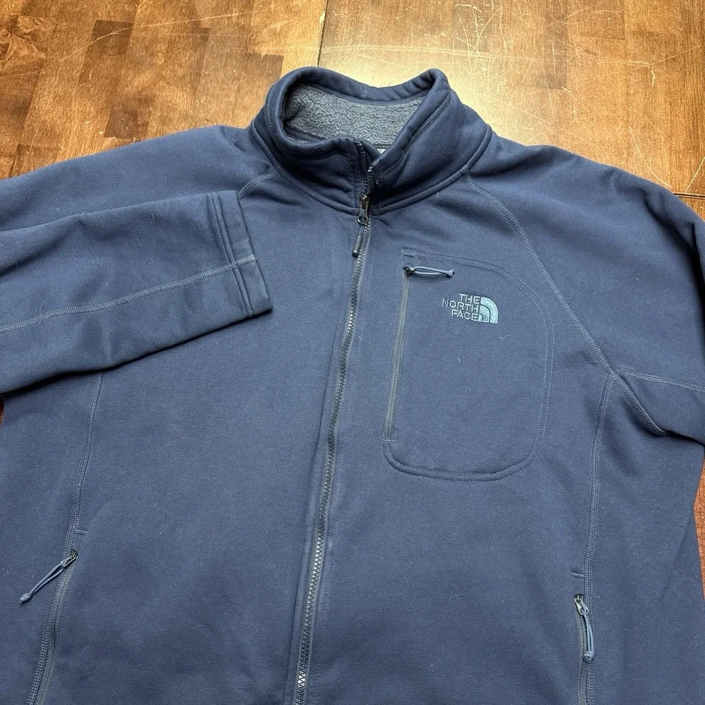 The North Face Jacket Mens XXL Navy Timber Full Zip Soft Shell Sherpa Hiking EUC